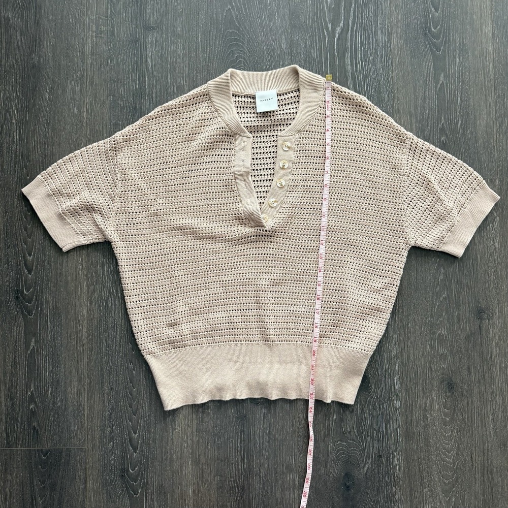 Varley Callie True Knit Top Cotton Size Medium Tan Minimalist Quiet Luxury Soft - Picture 8 of 9